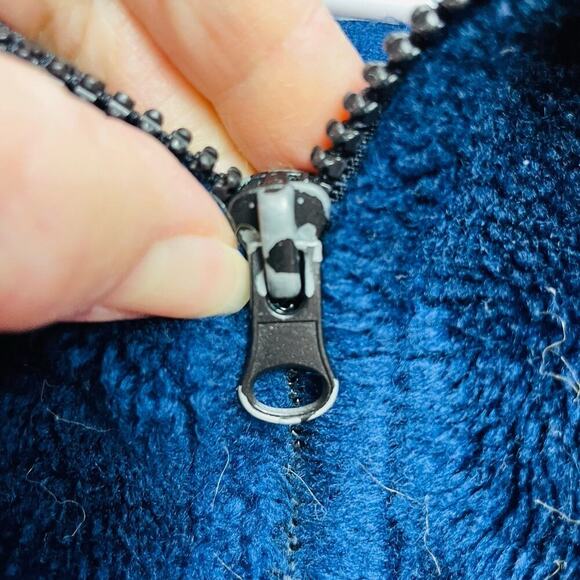 Vintage George Vine Wolf Jacket Mens XL Navy Sherpa Fleece Full Zip Made In USA - Picture 8 of 8